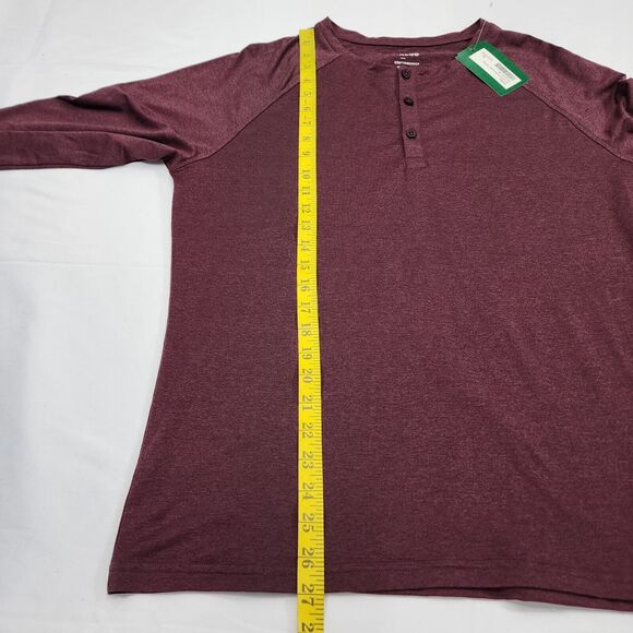 NWT 01.Algo Men's Henley Brandon Performance Burgundy Shirt Long Sleeve Size M - Picture 5 of 9